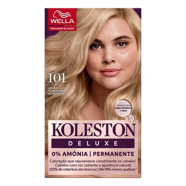 Tinta de Cabelo Wella Koleston Deluxe Creme 101 Louro Claríssimo Acinzentado