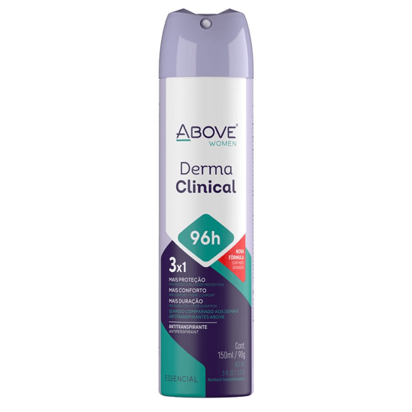 Desodorante Aerosol Above DermaClin Women Essencial 150ml Desodorante Antitranspirante Aerossol Above Women Derma Clinical Essencial 96H 150Ml