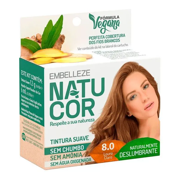 Tintura Natucor Fórmula Vegana 8.0 Louro Castanho 1 Unidade