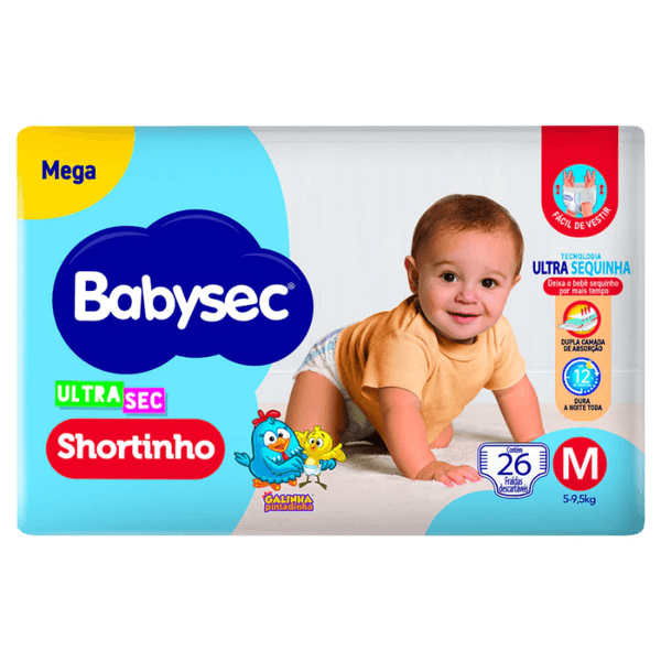 Fralda Babysec Ultra Shortinho Mega M 26 Unidades