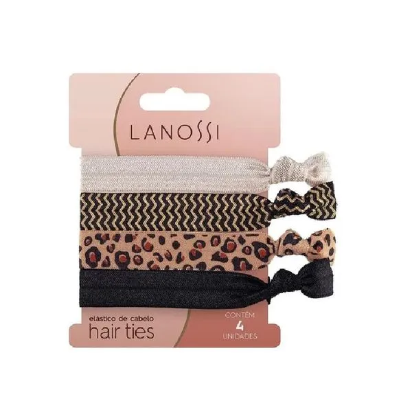Prendedor Para Cabelo Lanossi Elástico HairTies Animal Print Com 4 Unidades Ls13