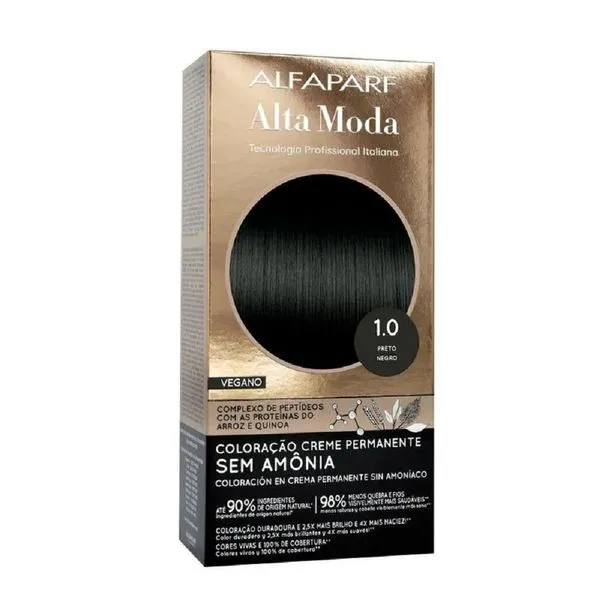 Tintura de Cabelo Alta Moda Coloração Creme Permanente Sem Amônia 1.0