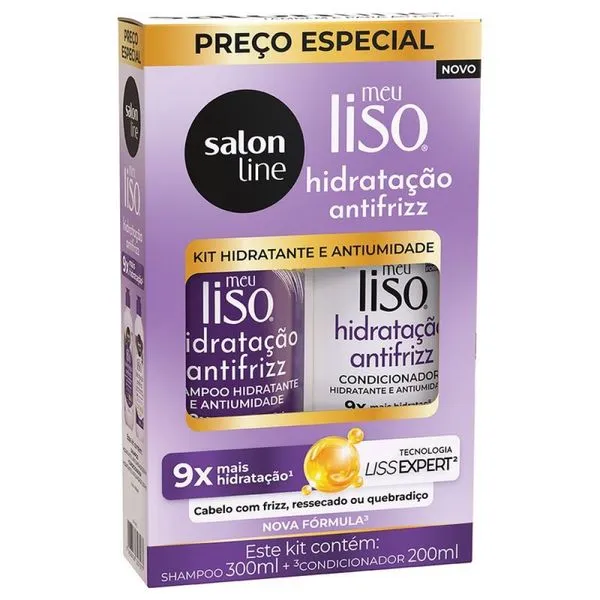 Kit Liso Antifrizz Hidratação Salon Line Liso Antifrizz Shampoo 300ml + Condicionador 200ml