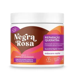 Máscara Capilar Negra Rosa Reparação Queratina Crespas e Cacheadas 500g