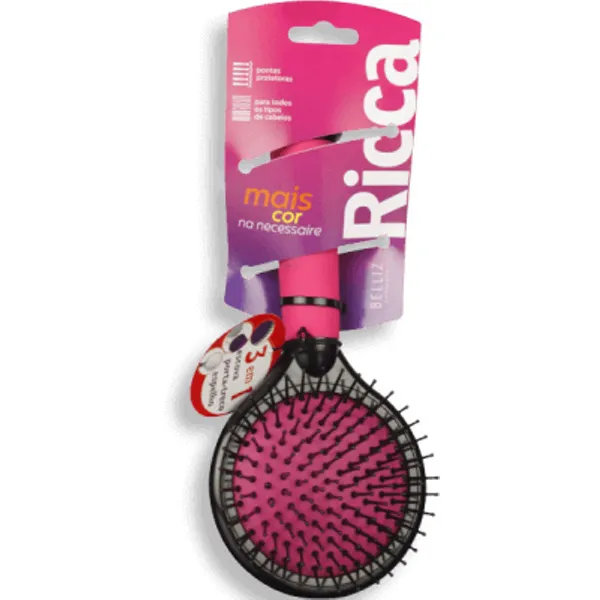 Escova de Cabelo Teen Color 765 Redonda Rosa/Preto Compacta Belliz Escova Belliz Teen Color 765
