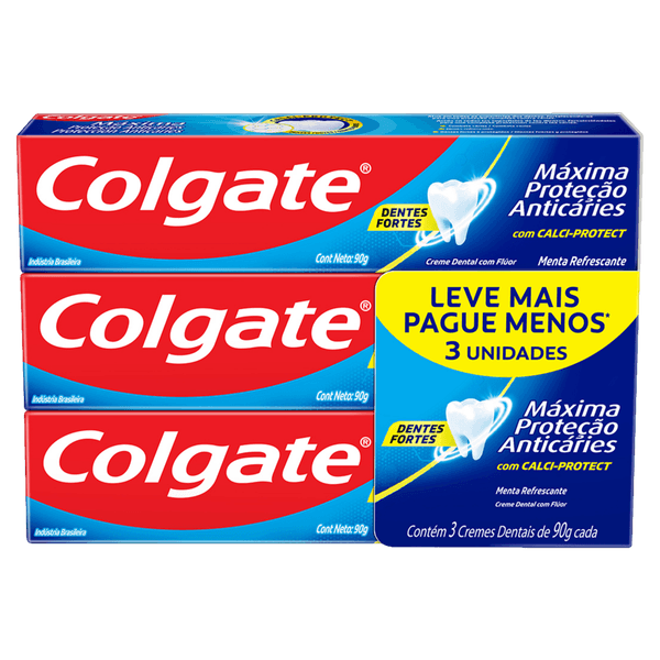Kit Colgate Creme Dental Máxima Proteção Anticáries 3 Un 90g Un