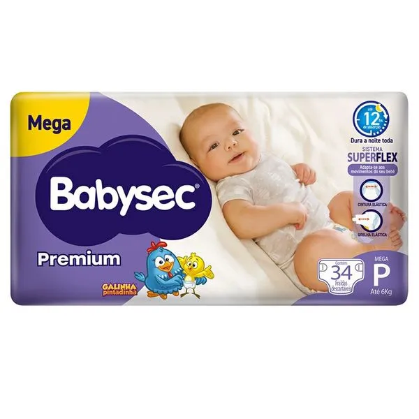 Fralda Babysec Premium Mega P 34unidades