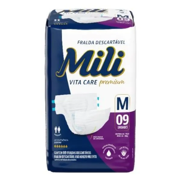 Fralda Geriatrica Mili Vita Care (M) 09 Unidades
