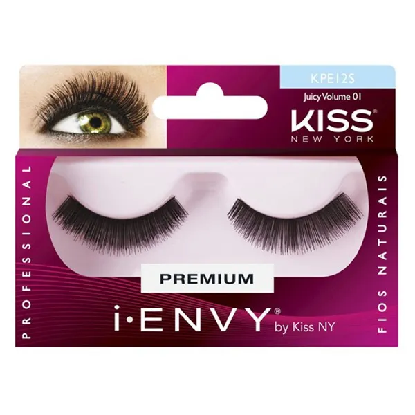 Cílios Postiços I-Envy Juicy V01 KPE12S Preto Fios Naturais Kiss NY Cilios Posticos I-Envy Juicy V 01 Kpe12S - First Kiss