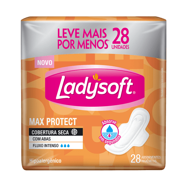 Absorvente Ladysoft Cobertura Seca Com Abas 28 Unidades