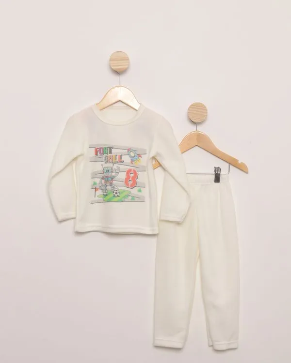 Pijama Bebê Soft Gola Careca Robô Off White 3