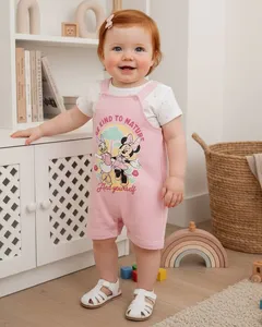 Conjunto Jardineira Bebê Moletinho Disney Minnie e Margarida Rosa P