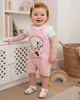 Conjunto Jardineira Bebê Moletinho Disney Minnie e Margarida Rosa P