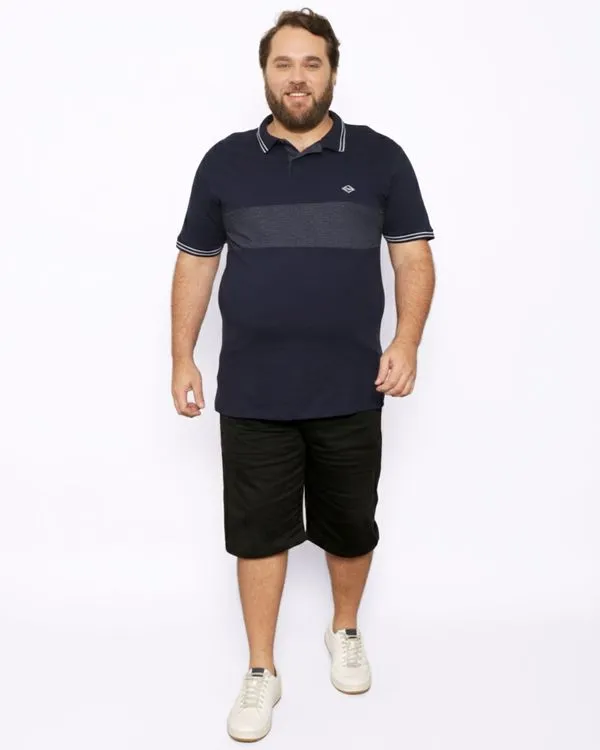 Bermuda Plus Size Masculina Sarja Reta Com Bolsos Preta 54
