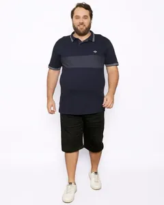 Bermuda Plus Size Masculina Sarja Reta Com Bolsos Preta 48