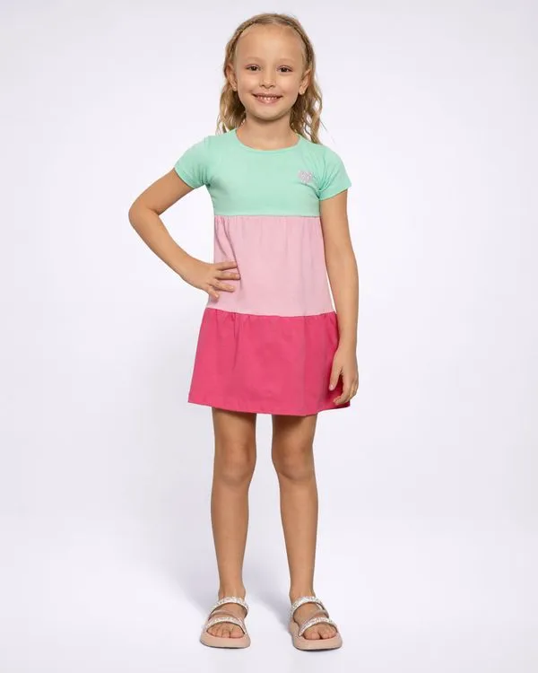 Vestido Infantil Curto Três Marias Estampa Frontal Verde 8