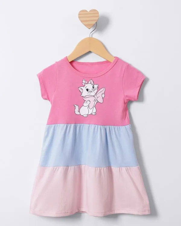 Vestido Bebê Curto Disney Marie Três Marias Manga Curta Rosa 2