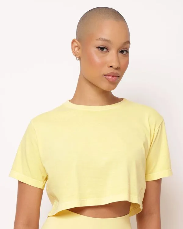 Camiseta Fitness Feminina Cropped Fitter Estonada Amarelo M