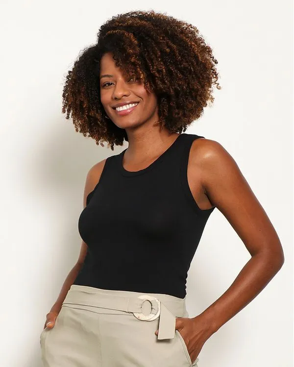 Regata Feminina Viscose Lisa Preta M