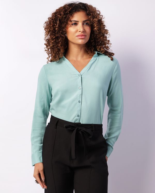 Camisa Feminina Berry & Co. Viscose Manga Longa Verde P