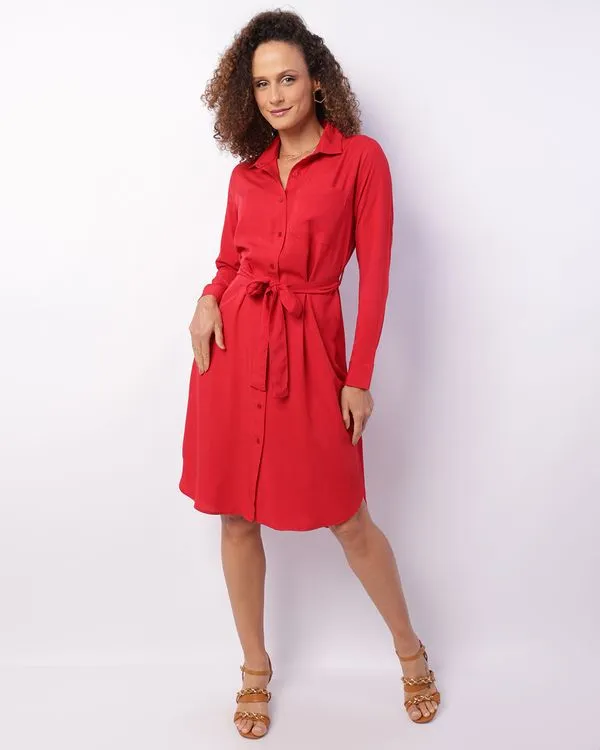 Vestido Chemise Feminino Curto Berry & Co. Vermelho M
