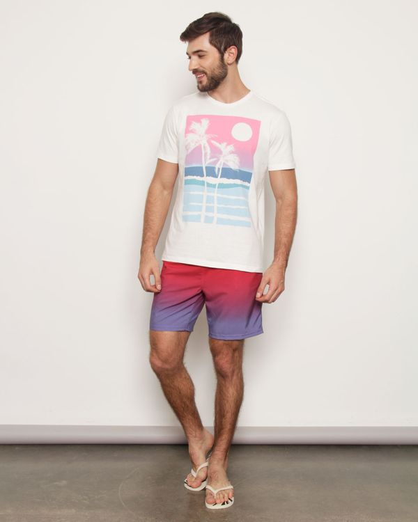Bermuda Surf Masculina Reta com Cordão Degrade Vermelha P