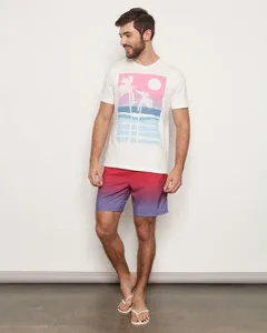 Bermuda Surf Masculina Reta com Cordão Degrade Vermelha P