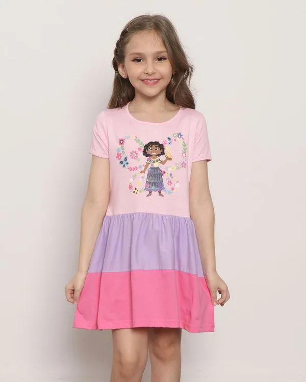 Vestido Infantil Disney Maribel Encanto Três Marias Manga Curta Rosa 8