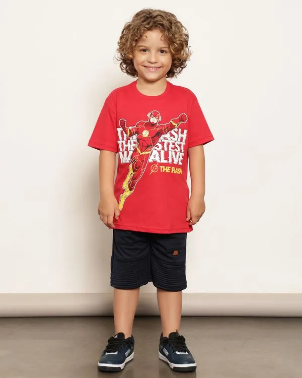 Bermuda Infantil Helanca Recortes Texturizado Com Bolso Marinho 10