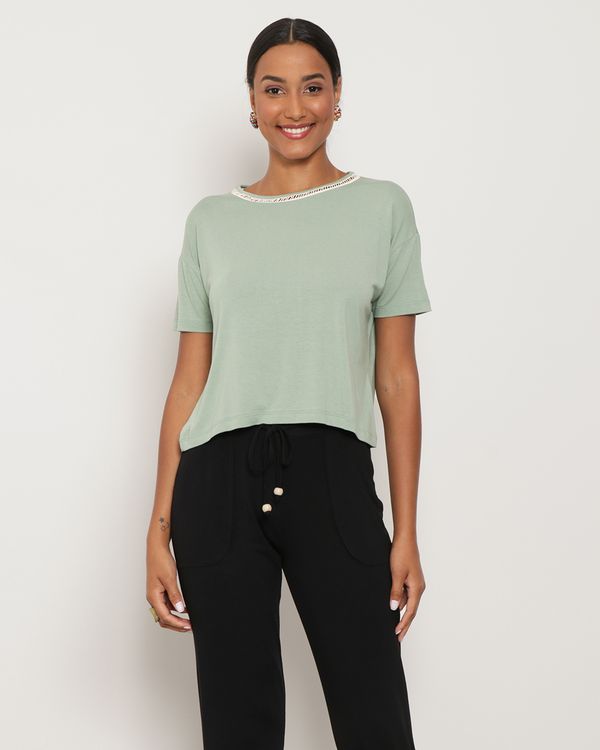 Blusa Feminina Decote com Detalhe Verde M