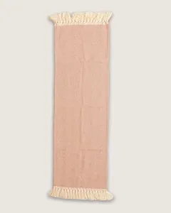 Tapete Passadeira 47cm x 140cm Bordado Chevron Com Franjas Terracota UN