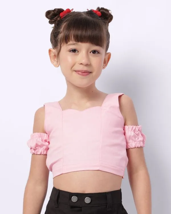 Blusa Infantil Cropped Ciganinha Rosa 4