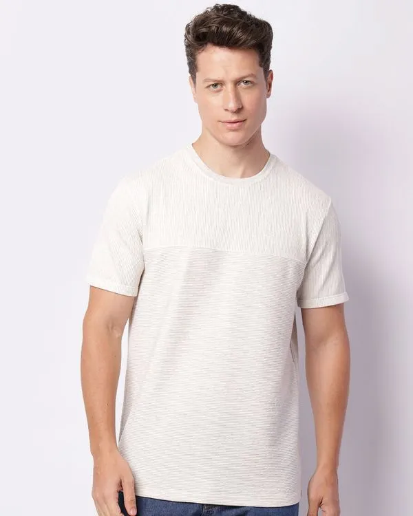 Camiseta Masculina Manga Curta Texturizada Off White P