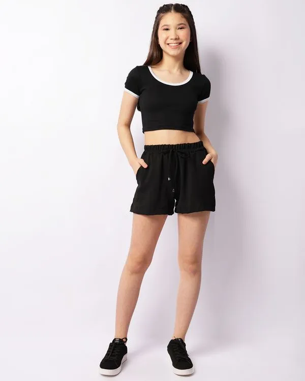 Short Juvenil Curto Cordão Preto 14