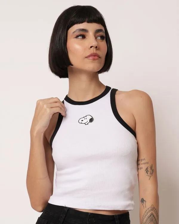 Regata Cropped Feminina Peanuts Snoopy Branca M