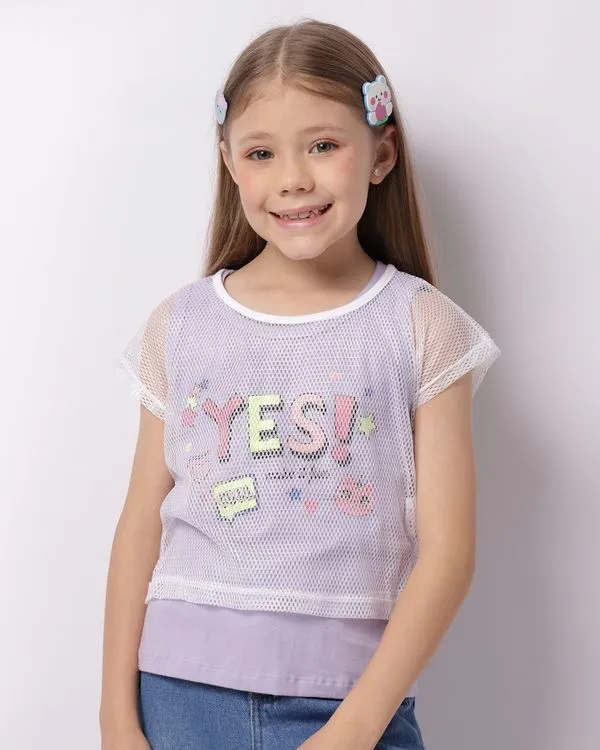 Blusa Infantil Sobreposição Tela Lilás 4