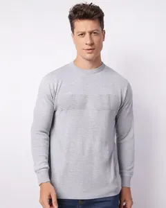 Suéter Masculino Tricô Com Recortes Cinza GG