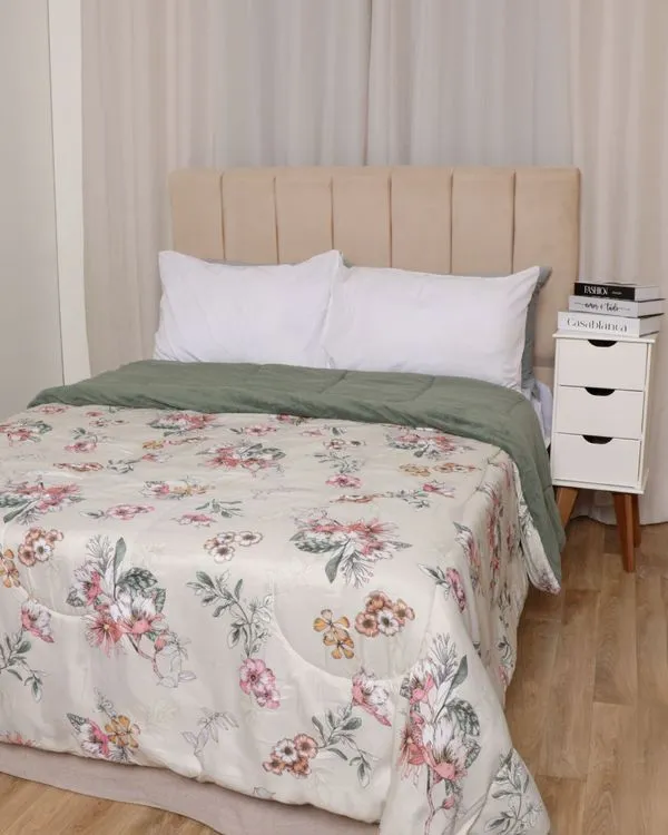 Coberdrom Queen Slim Hedrons Flannel Floral Amarelo UN