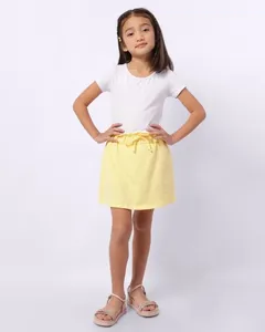 Short Saia Infantil Curto Texturizado com Elástico Amarelo 6