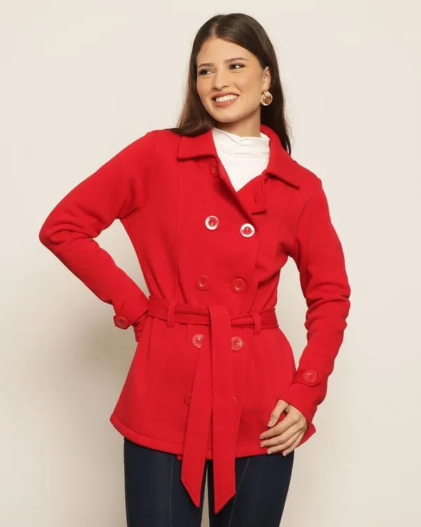 Casaco Moletom Feminino Vermelho G