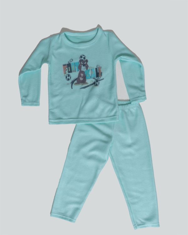 Pijama Bebê Soft Gola Careca Estampa Cachorro Verde 1