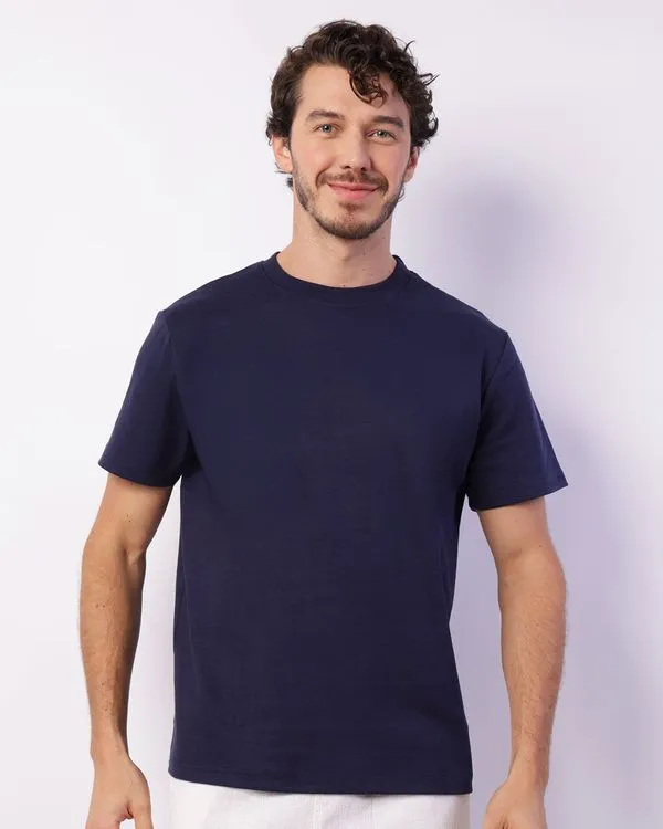 Camiseta Masculina Manga Curta Algodão Premium Marinho P