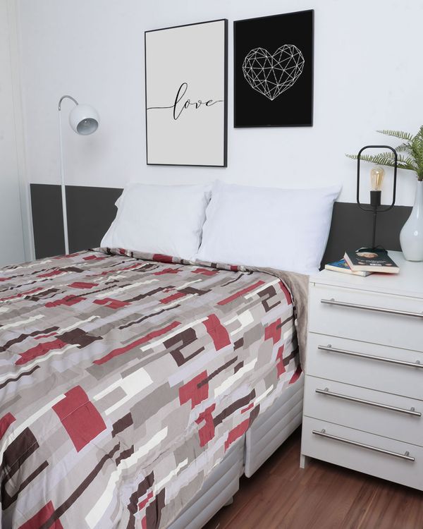 Coberdrom Queen Slim Plush Geométrico Hedrons Bege UN