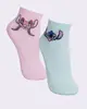 Kit 2 Pares de Meia Infantil Disney Stitch Cano Curto Rosa 22 A 25