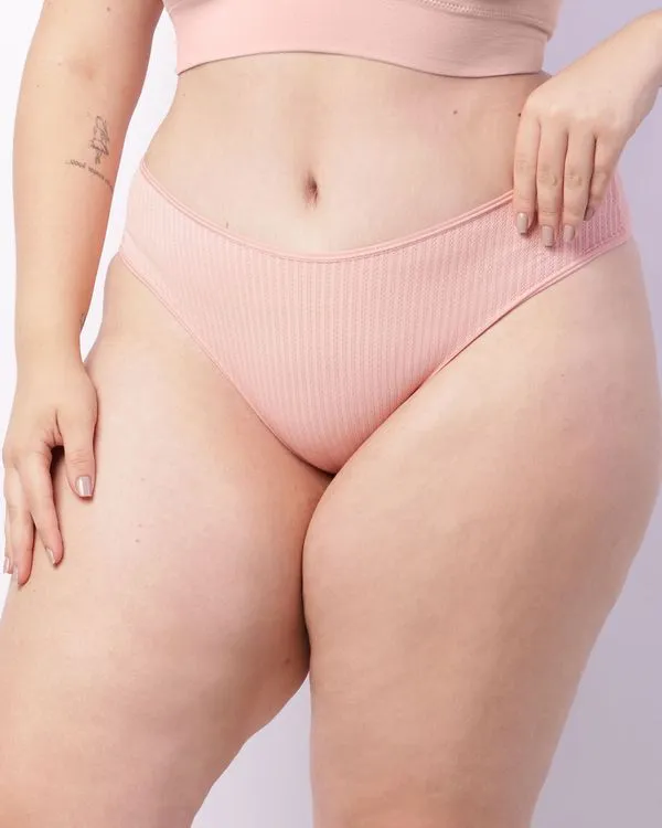 Calcinha Plus Size Feminina Biquíni Texturizada Rosa 50