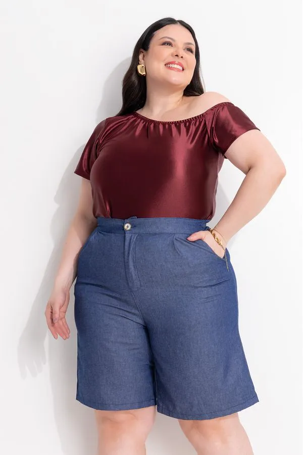 Blusa em Malha Acetinada Bordô XLG