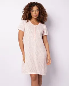 Camisola Feminina Curta Com Botões Estampada Rosa GG