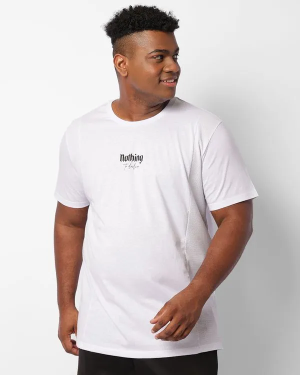 Camiseta Masculina Com Recortes Texturizada Manga Curta Branca G3