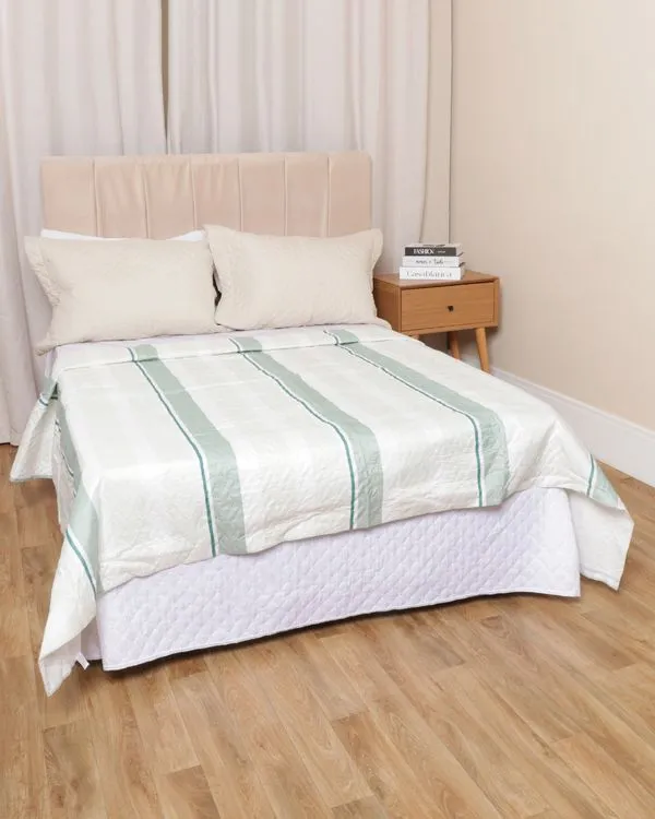 Colcha Casal Com Viés 180cmx215cm Arte & Cazza Estampada Verde UN