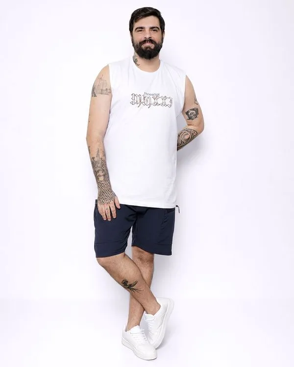 Bermuda Plus Size Masculina Reta Bolsos Com Zíper Marinho G2